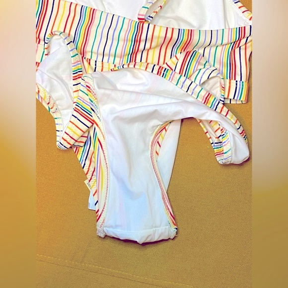 Madewell Second Wave Sport Bikini Top & Bottom in Rainbow Stripe | Sz L - Picture 7 of 8